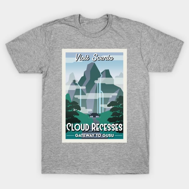 Visit Cloud Recesses retro travel poster T-Shirt by Antares Versatile Arts